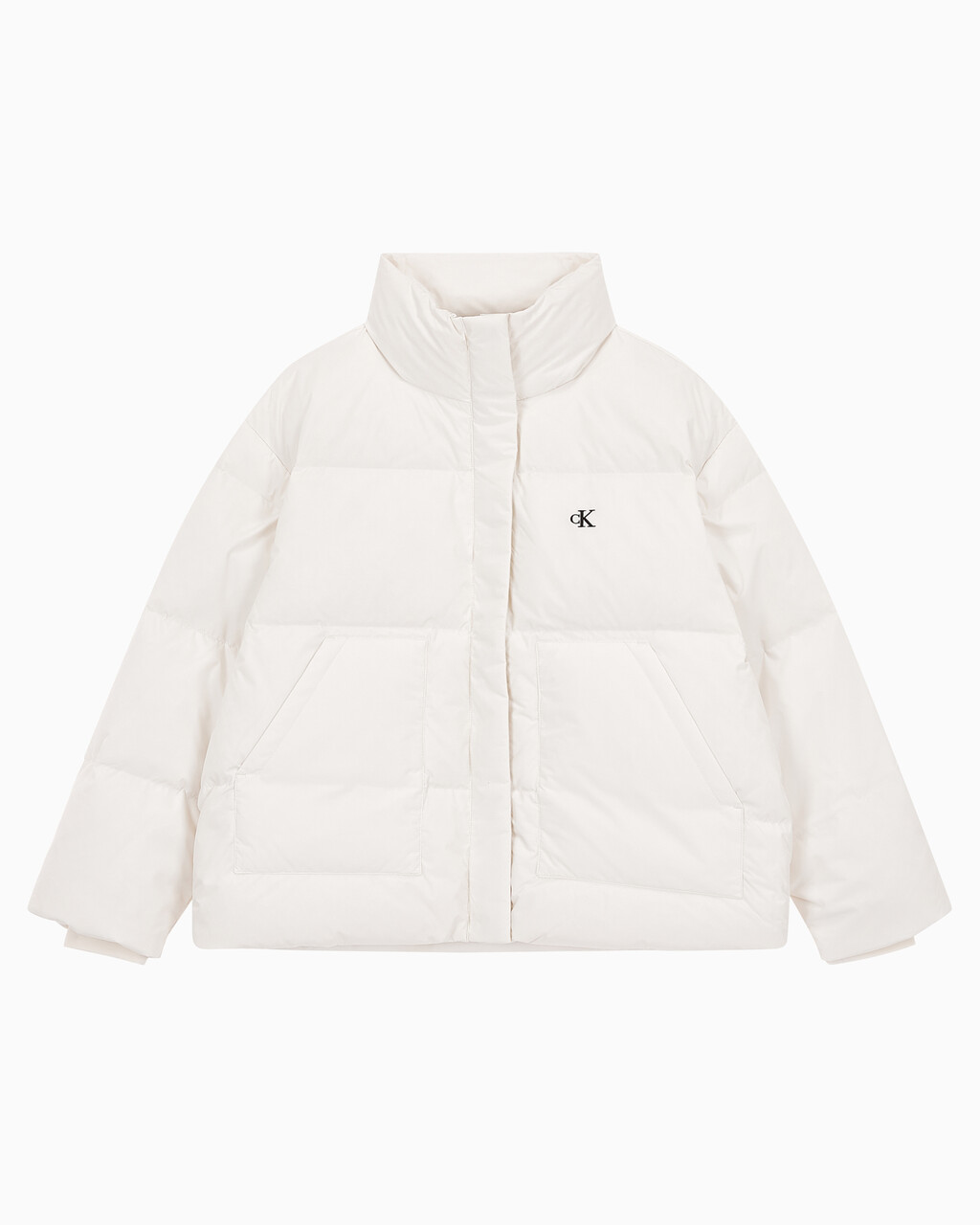 Buy 여성 숏 렝스 스탠드 카라 푸퍼 다운 재킷 in color WHITE