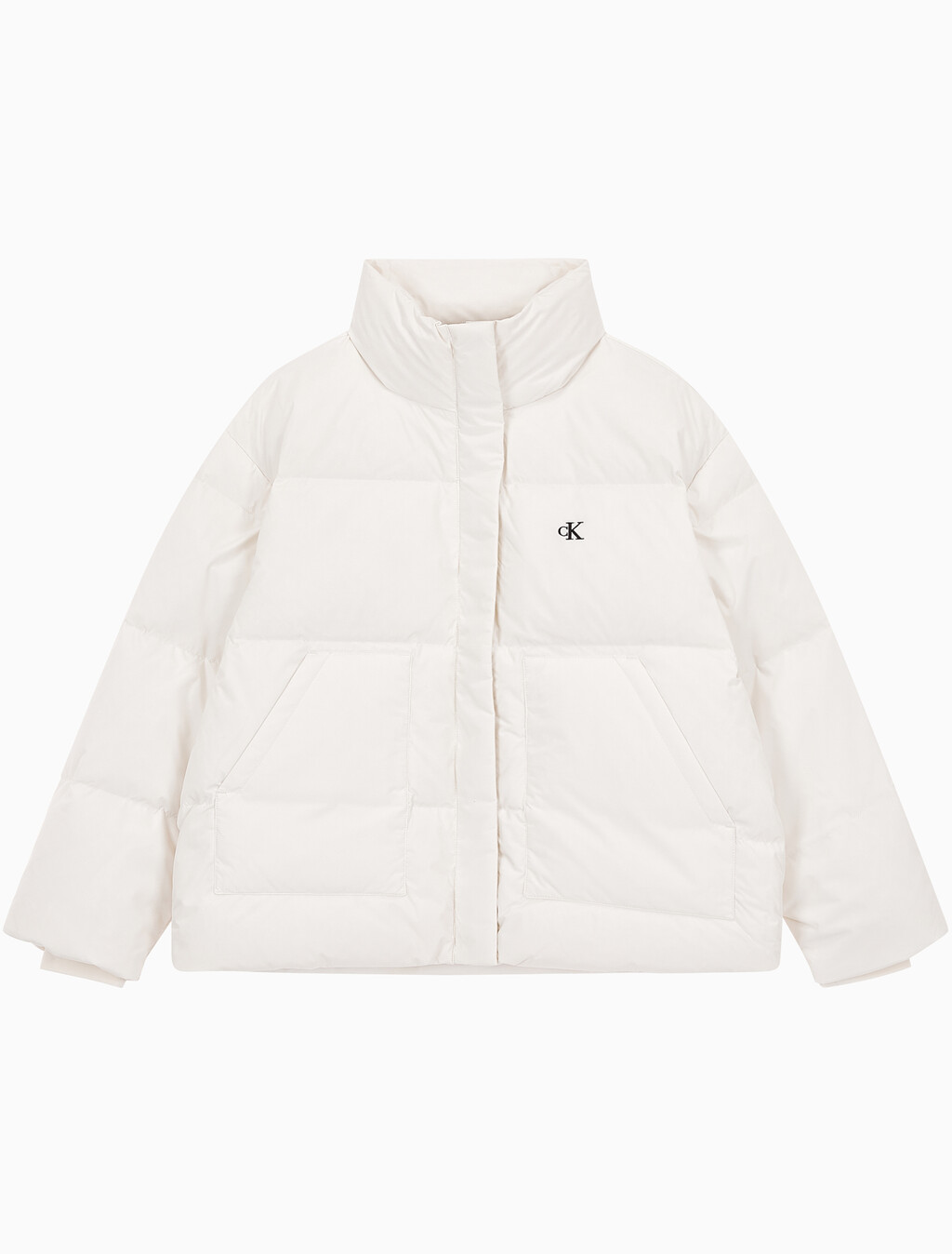 Buy 여성 숏 렝스 스탠드 카라 푸퍼 다운 재킷 in color WHITE