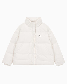 Buy 여성 숏 렝스 스탠드 카라 푸퍼 다운 재킷 in color WHITE