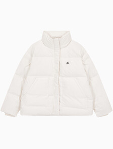 Buy 여성 숏 렝스 스탠드 카라 푸퍼 다운 재킷 in color WHITE