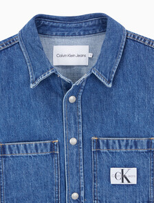 Buy 여성 슬리브리스 린 데님 셔츠 in color MID BLUE BACK EMBRO