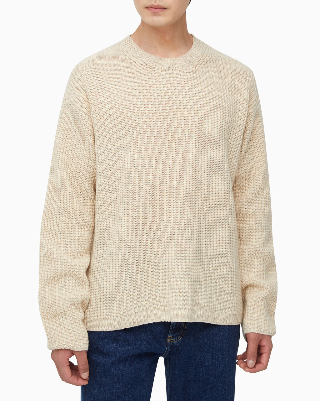 Buy 남성 롱슬리브 크루넥 스웨터 in color BEIGE