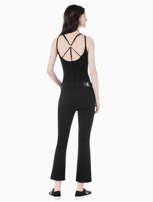 Buy 여성 하이라이즈 바디슬림 부츠핏 앵클 블랙 데님 in color WASHED BLACK LOGO LACE