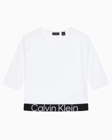 Buy 여성 레귤러 핏 스트레치 기능성 크롭 반팔 티셔츠 in color BRIGHT WHITE