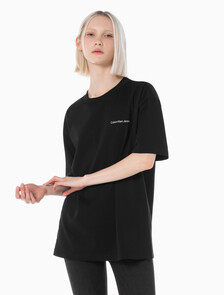 Buy 남녀공용 릴렉스핏 로고 반팔 티셔츠 in color CK BLACK
