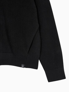 Buy 남성 청키 텍스처 니트 봄버 자켓 in color CK BLACK
