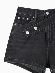 Buy 여성 하이라이즈 블랙 데님 쇼츠 in color WASHED BLACK LOGO LACE