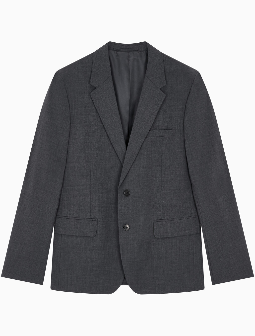 Buy 유니섹스 롱슬리브 울 블렌드 슬림 블레이저 in color CHARCOAL