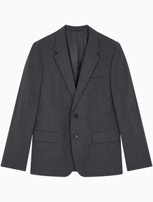 Buy 유니섹스 롱슬리브 울 블렌드 슬림 블레이저 in color CHARCOAL