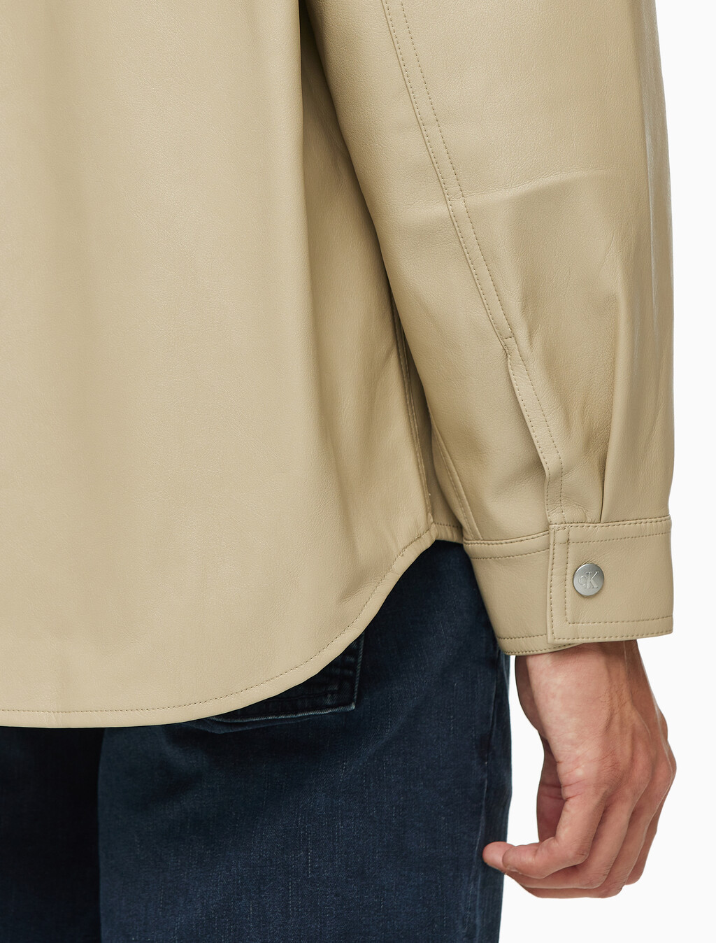 Buy 남성 릴렉스핏 매트 오버 셔츠 in color BEIGE
