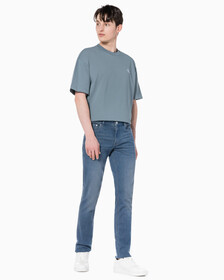 Buy 남성 바디핏 블루그레이 데님 in color GREY STEPPED RELEASE HEM