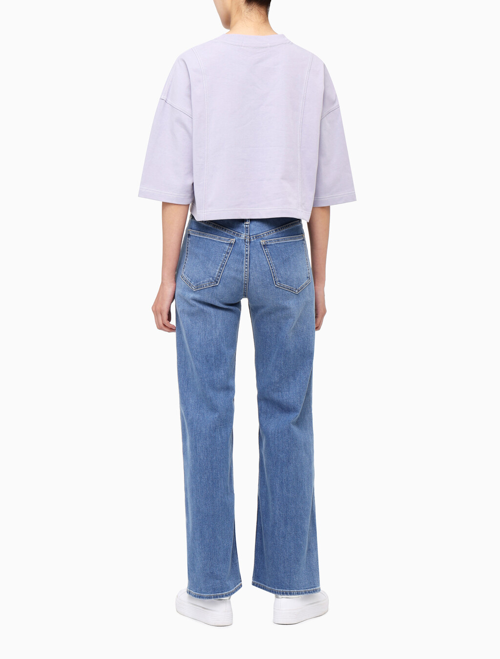 Buy 여성 패션 오버핏 크롭티 in color LAVENDER