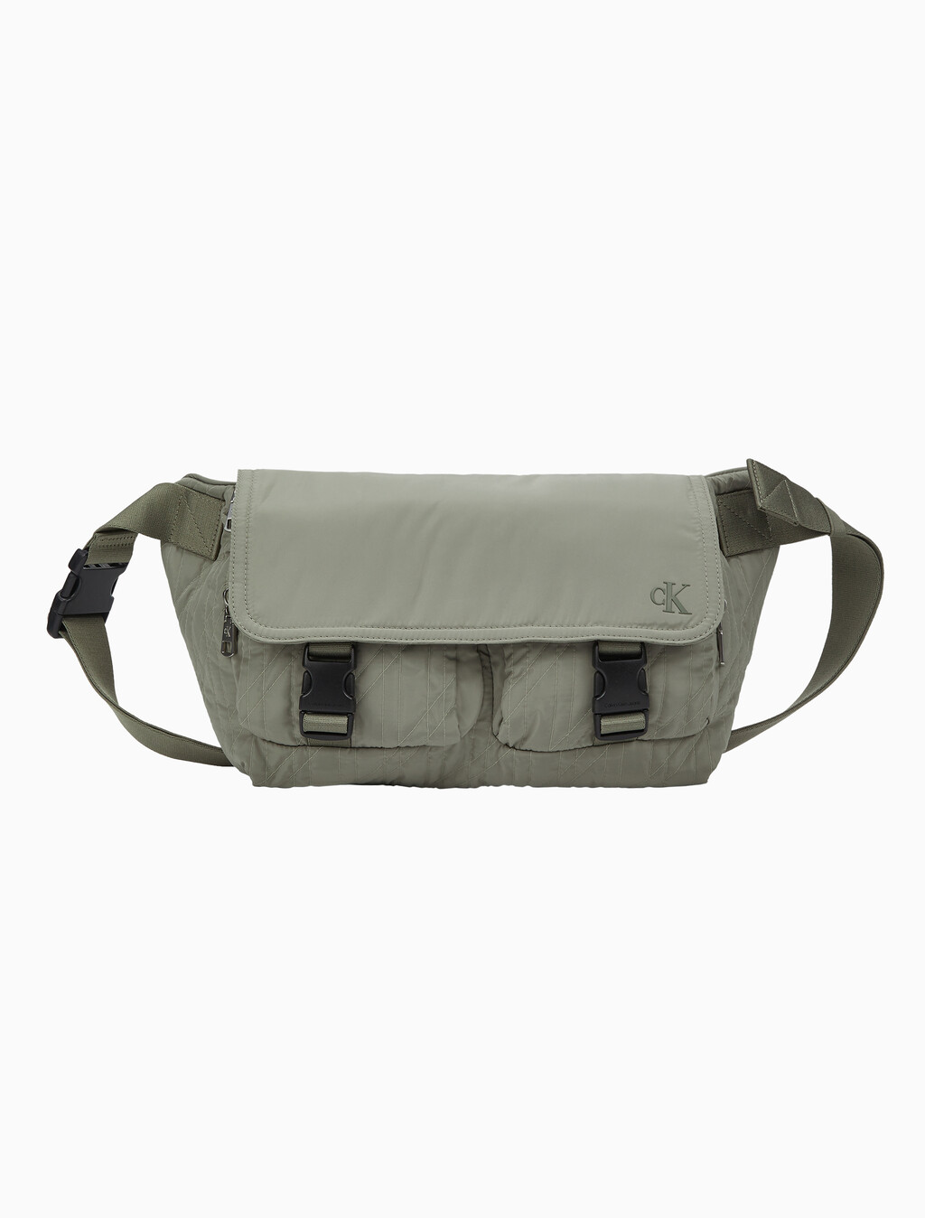 Buy 남성 CKJ 퀼티드 메신저 슬링백 in color KHAKI
