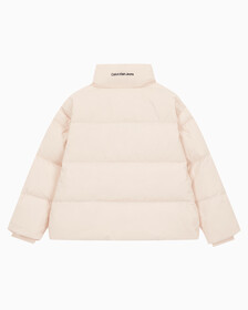 Buy 여성 숏 렝스 스탠드 카라 푸퍼 다운 재킷 in color PINK BEIGE