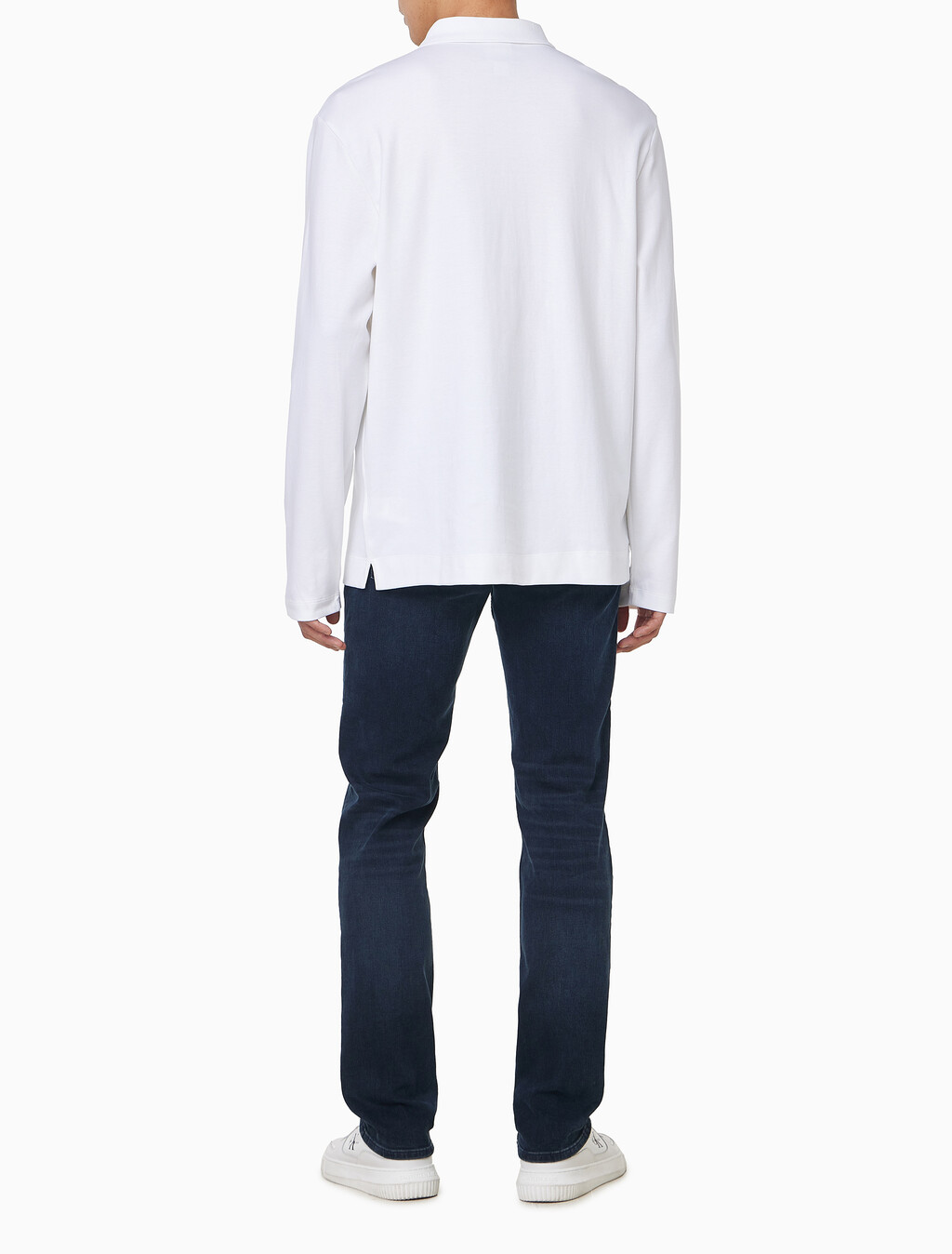 Buy 남성 를래식 핏 럭스 코튼 인터락 폴로 긴팔 티셔츠 in color BRIGHT WHITE