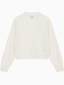 Buy 여성 AOP 스웨터 가디건 in color WHITE