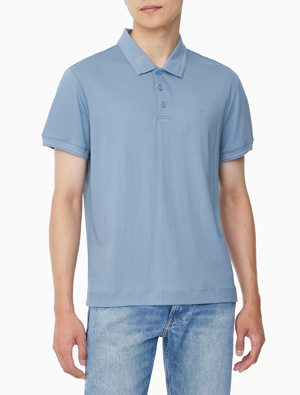 Buy 남성 레귤러핏 인터락 폴로 반팔 티셔츠 in color BLUE
