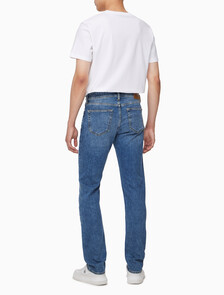 Buy 남성 어센틱 스트레이트핏 미드블루 기모 데님 in color MID BLUE BACK EMBRO