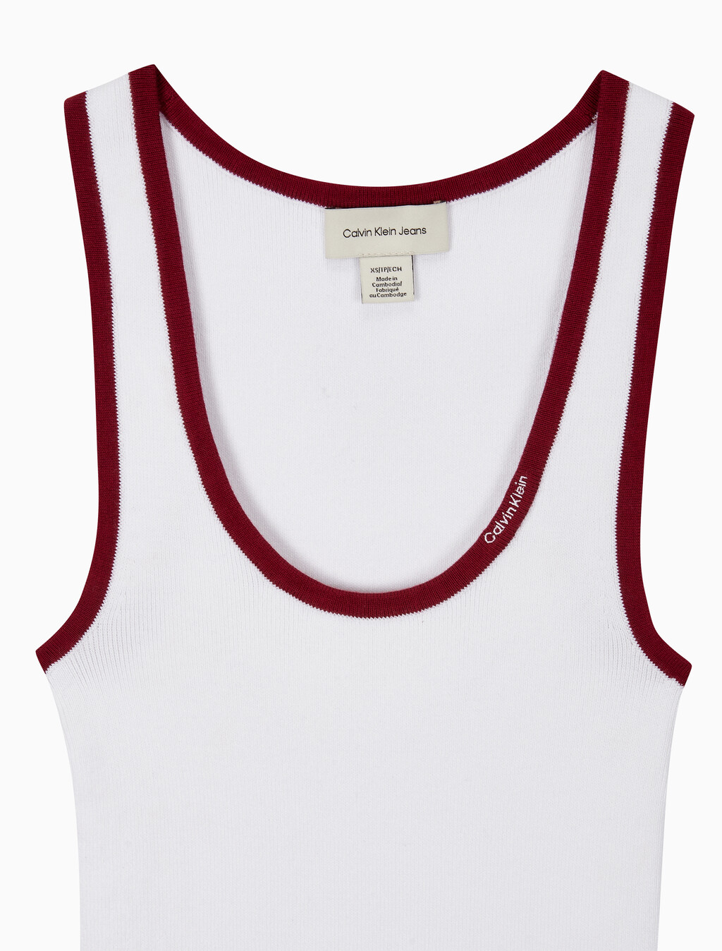 Buy 여성 칼라 블라킹 트리밍 코튼 립 탱크 in color BRILLIANT WHITE