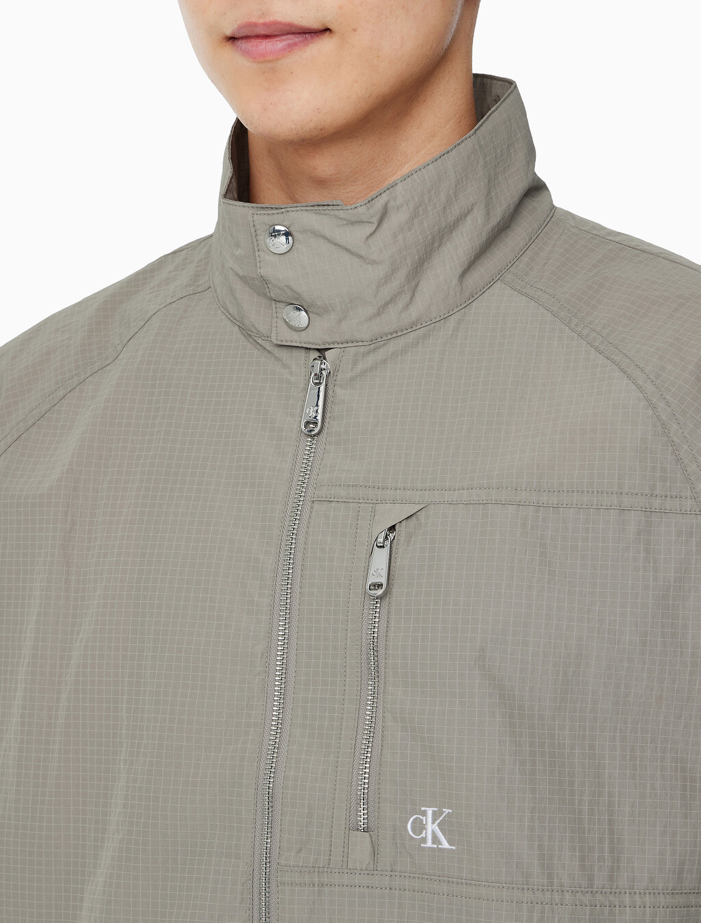 Buy 남성 스탠드 카라 윈드 브레이커 자켓 in color KHAKI BEIGE