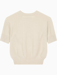 Buy 여성 벌룬 반팔 니트 탑 in color BLUR FLORAL_BLACK