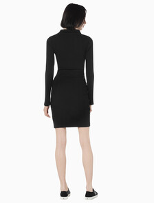 Buy 여성 모노그램 로고 뱃지 폴로 카라 립 원피스 in color CK BLACK