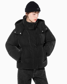 Buy 여성 디터쳐블 후디 다운 푸퍼 in color CK BLACK
