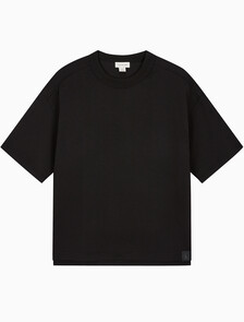 Buy 남성 릴렉스핏 텍스처드 피케 로고 반팔 티셔츠 in color BLACK