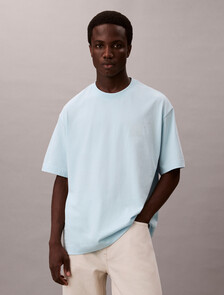 Buy 남성 릴렉스 핏 CK 엠블럼 패치 반팔 티셔츠 in color Sky Blue