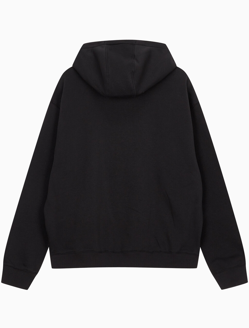 Buy 남녀공용 릴렉스핏 스몰 모노그램 로고 기모 후디 in color CK BLACK