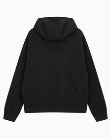 Buy 남녀공용 릴렉스핏 스몰 모노그램 로고 기모 후디 in color CK BLACK