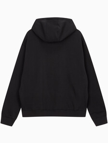 Buy 남녀공용 릴렉스핏 스몰 모노그램 로고 기모 후디 in color CK BLACK
