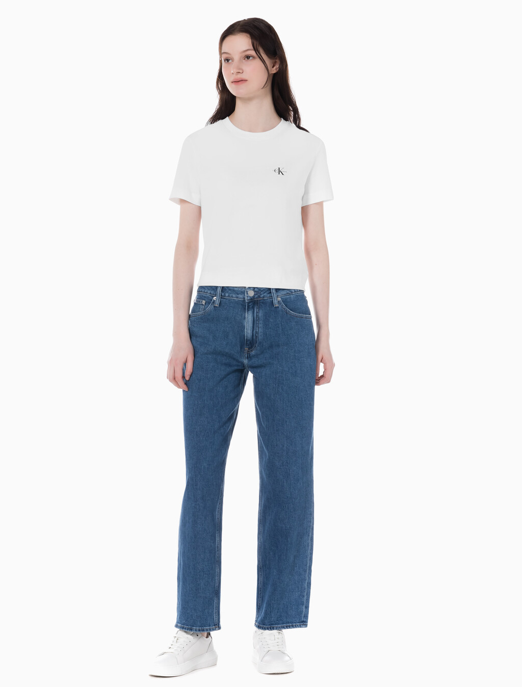 Buy 여성 90's 스트레이트핏 미드블루 데님 in color MID BLUE BACK EMBRO