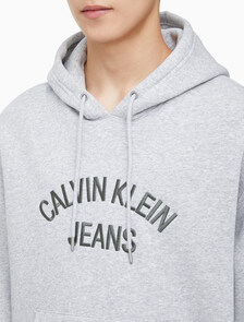 Buy 남녀공용 커브드로고 후디 in color LIGHT GREY HEATHER