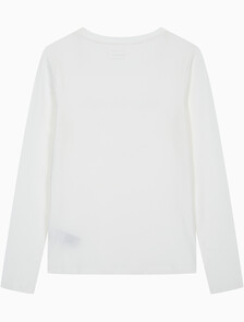 Buy 여성 인스티튜셔널 로고 스트레이트핏 긴팔 티셔츠 in color BRIGHT WHITE