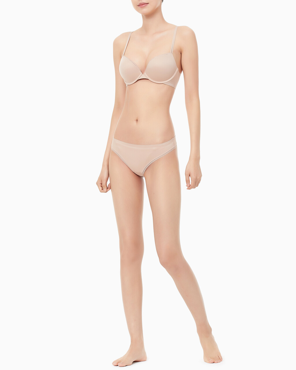 Buy 여성 캘빈 클라인 리퀴드 터치 푸쉬업 플런지 브라 in color HONEY ALMOND
