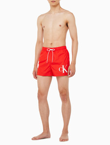 Buy 남성 CKJ 모노그램 스윔 쇼츠 in color RED