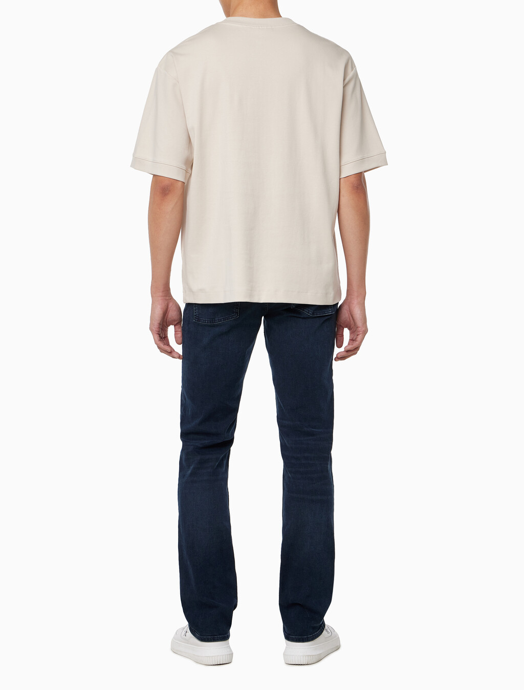 Buy 남성 릴렉스핏 CK 인터락 반팔 티셔츠 in color LIGHT BEIGE