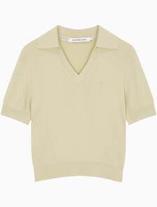 Buy 여성 센슈얼 립 베이비 폴로 스웨터 in color PALE KHAKI