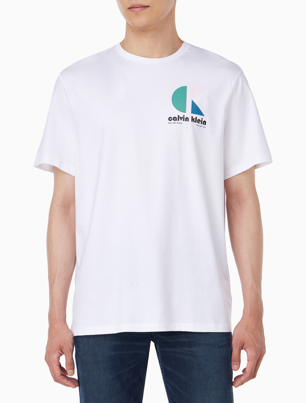 Buy 남성 이지핏 바우하우스 로고 그래픽 반팔 티셔츠 in color BRILLIANT WHITE