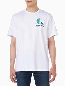Buy 남성 이지핏 바우하우스 로고 그래픽 반팔 티셔츠 in color BRILLIANT WHITE