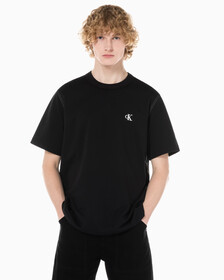 Buy 남성 레귤러핏 테리코튼 그래픽 반팔 스웨트셔츠 in color CK BLACK