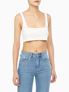 Buy 여성 레더패치 립 브라렛 in color GREIGE