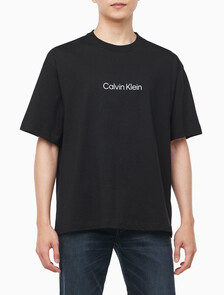 Buy 남성 릴렉스핏 헤비 코튼 크루넥 반팔 티셔츠  in color BLACK