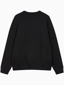 Buy 남녀공용 릴렉스핏 스몰 모노그램 로고 기모 스웨트셔츠 in color CK BLACK