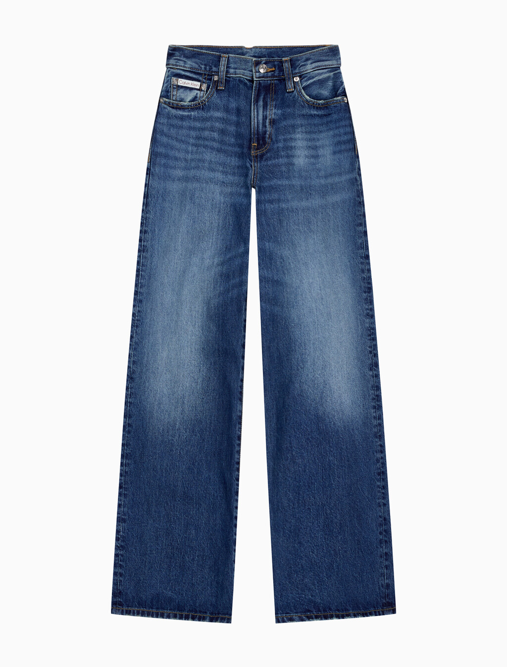 Buy 여성 와이드 레그핏 미드블루 데님 in color Mid blue