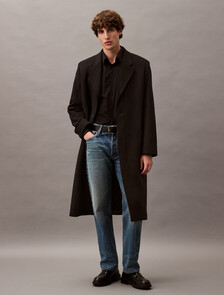 Buy 남성 롱슬리브 브러시드 울 캐시미어 블렌드 탑 코트 in color BLACK BEAUTY