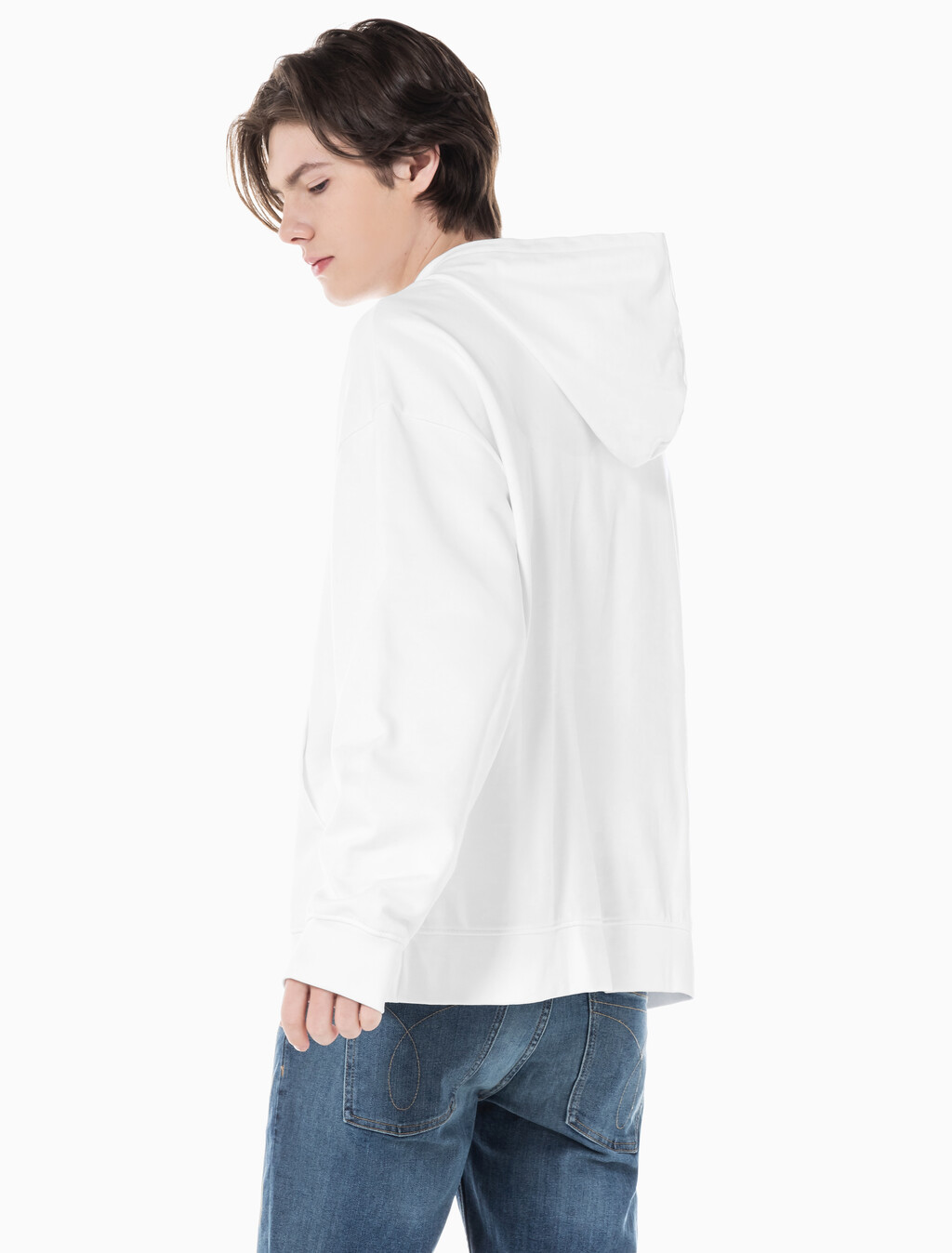 Buy 남성 릴렉스핏 스탠다드 로고 후드 티셔츠 in color BRILLIANT WHITE