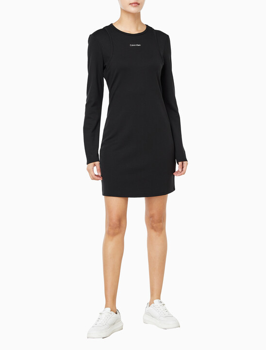 여성 인터락 미니 드레스