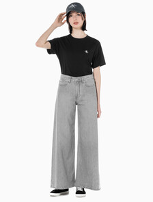 Buy 여성 로우라이즈 루즈핏  그레이  데님 in color GREY STEPPED RELEASE HEM